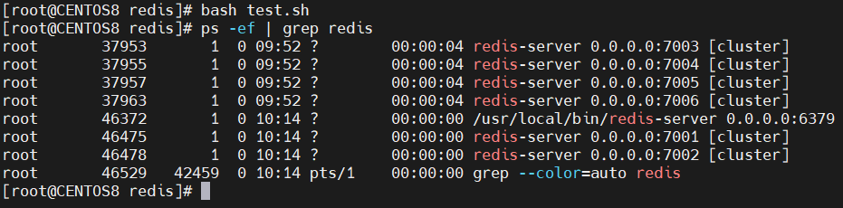 start_redis_cluster.sh脚本运行后结果